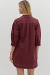 Contrast stitch 3/4 sleeve dress