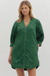 Contrast stitch 3/4 sleeve dress