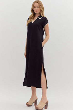 Scuba Side Slit Maxi Dress