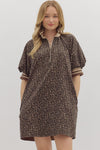 Leopard Print Quarter Zip Dress
