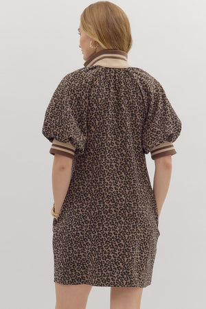 Leopard Print Quarter Zip Dress