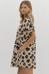 Oversized Leopard Dolman Mini Dress