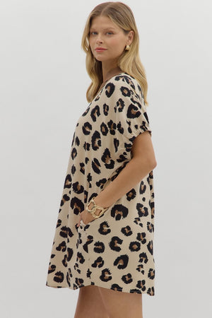 Oversized Leopard Dolman Mini Dress
