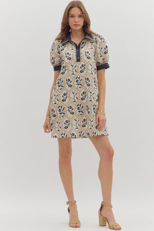 Entro Embroidered Mini Dress