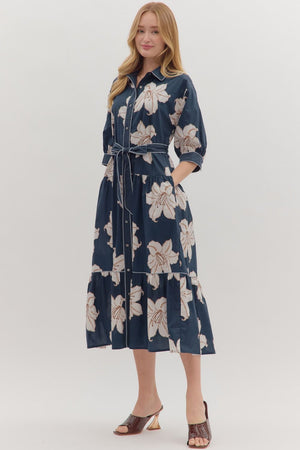Navy Floral Midi