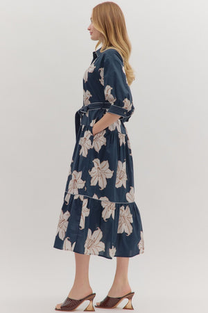 Navy Floral Midi