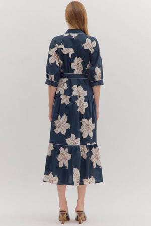 Navy Floral Midi