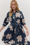 Navy Floral Midi