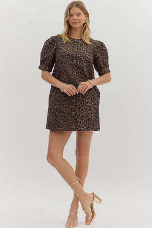 Leopard Button Up Classic Dress