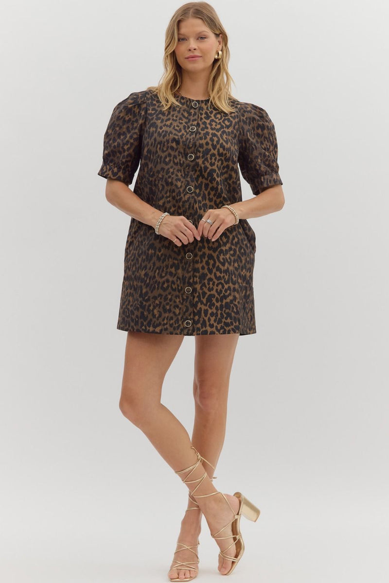 Leopard Button Up Classic Dress
