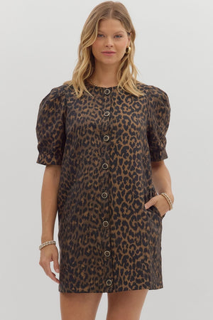 Leopard Button Up Classic Dress
