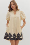 Cream Dress w/ Black Trim Detail
