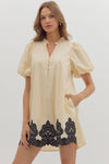 Cream Dress w/ Black Trim Detail