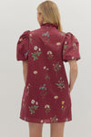 Floral Bubble Sleeve Dress w/ Ruffle Trim
