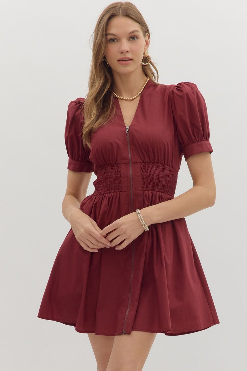 Sarah Smocked Waist Puff Sleeve MIni Dress