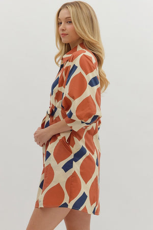 Entro Abstract Front Tie Mini Dress