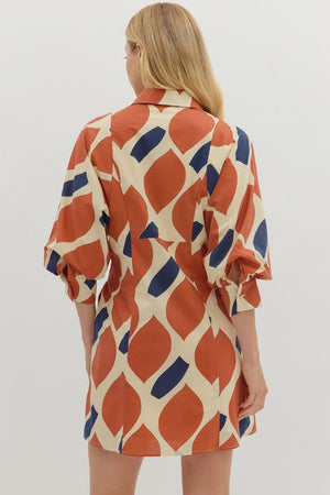 Entro Abstract Front Tie Mini Dress