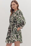 Geometric Front Tie Dress