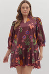 Plum w/ Bright Floral Mini Dress
