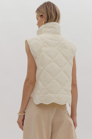 Quilted Scallop Detail Vest