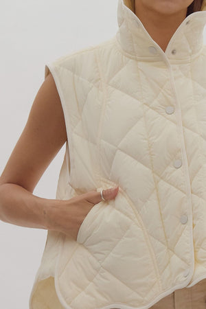 Quilted Scallop Detail Vest