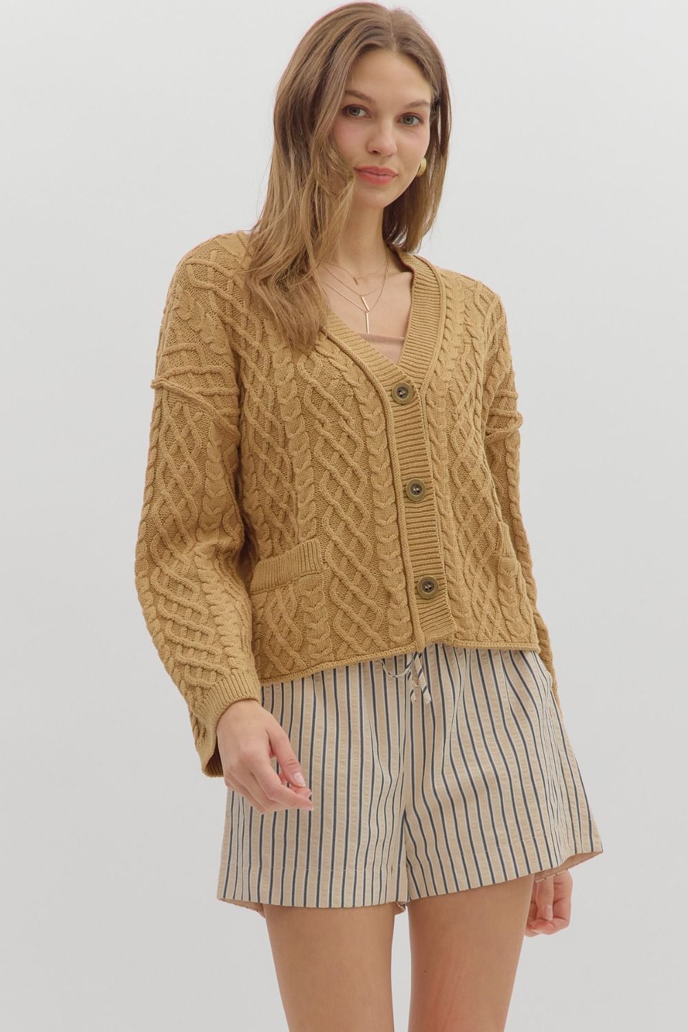 Cable Knit Button Cardigan