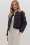 Black quilted jacket w/ Gold button detail