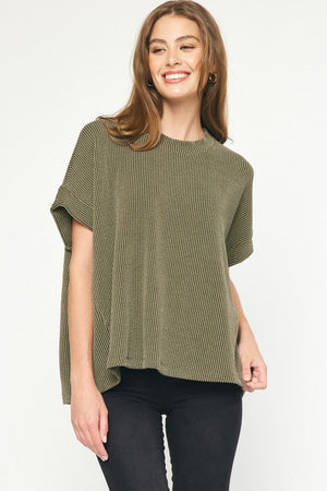 Rib knit blouse