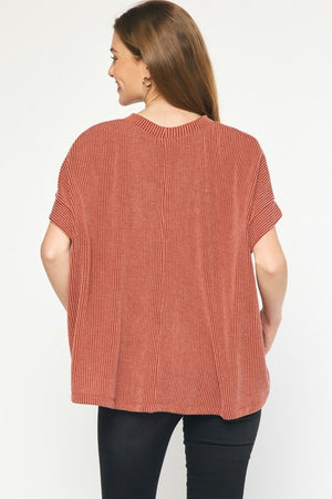 Rib knit blouse