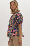 Bright Fall Floral Blouse