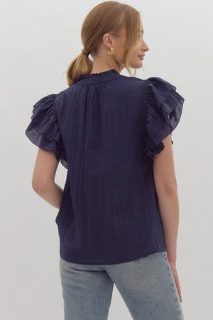 Jessie flutter sleeve with button detail top