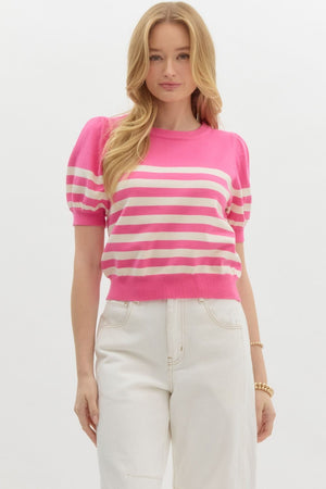 Penny Short Sleeve Stripe Sweater