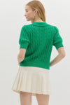 Short Sleeve Cable Knit Sweater