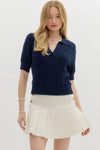 Short Sleeve Cable Knit Sweater