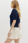 Short Sleeve Cable Knit Sweater