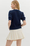 Short Sleeve Cable Knit Sweater