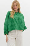 Oversized Dolman Blouse with Floral Applique