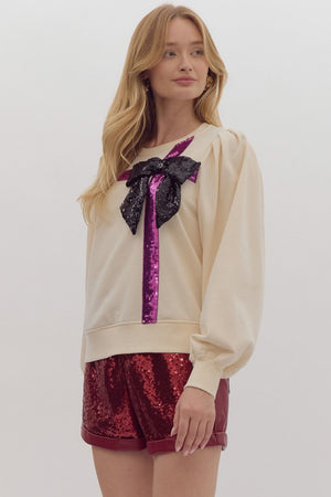 Sequin Bow embellished top