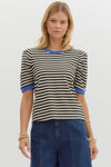 Gina Stripe Top w/ contrast sleeve