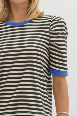 Stripe top w/ colorblock band detail