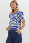 Gina Stripe Top w/ contrast sleeve