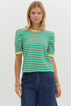 Stripe top w/ colorblock band detail