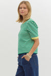 Stripe top w/ colorblock band detail