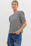 Stripe top w/ colorblock band detail