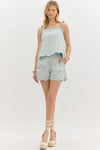 Blue skies floral embroidered shorts SET