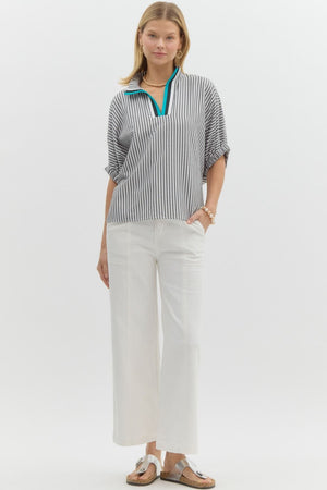 Stripe open vneck Gabby