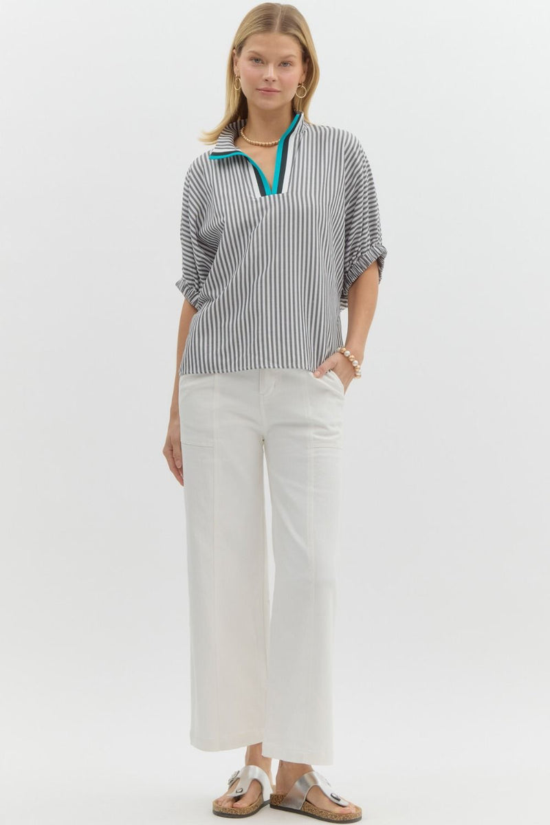 Stripe open vneck Gabby