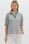 Stripe open vneck Gabby