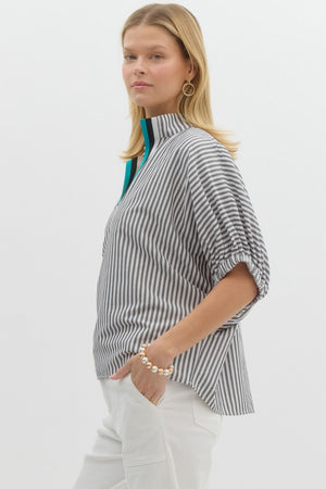 Stripe open vneck Gabby