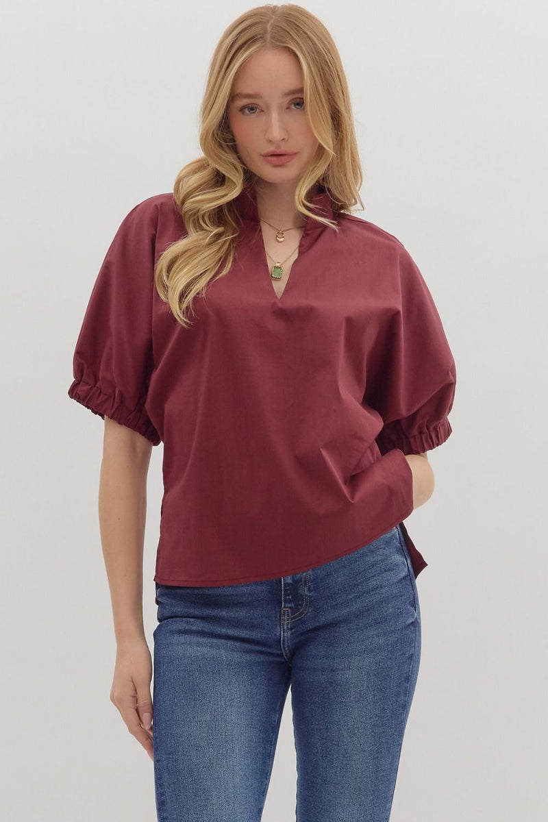 Solid Poplin Blouse